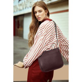 FORRICA Women Crossbody Bag Large Ladies Shoulder Bag Fashion Messenger Bag PU Leather Cross Body Leopard Strap Brown E