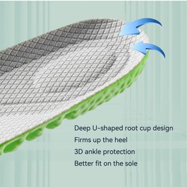 Cloud Insoles for Men Women - Ultra-Soft Memory Foam Insoles - Arch Support Shoe Inserts for Running Walking - Breathable Shock-Absorbing Sports Insole (Gray-Green, Men 6.5-7.5/Women 8-9)