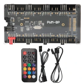 ARGB + PWM Hub, 8 Way 5V 3 Pin ARGB HUB and 8 Way 4 PIN Cooling Fan PWM Hub,1 Way 5V 3 Pin ARGB Lighting and Remote