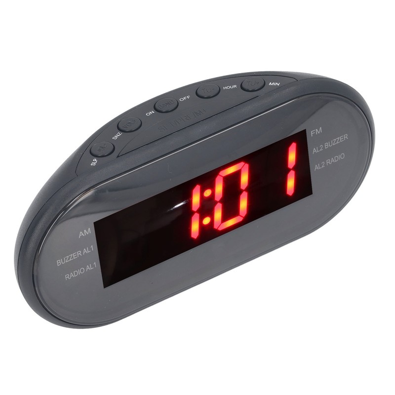Digital Alarm Clock Bedroom Large Display AM FM Radio LED
