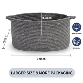 HIFEASTS Medium Rope Basket with Handles, Medium Bohe Storage Basket, 17 "L x 12.5" W x 8.5 "H, Home Decor Organizer for Towels,toys, Books & Magazines