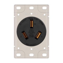 RIIEYOCA NEMA 10-50R Flush Mount Power Outlet,3 Pole 3 Wire Receptacle,Heavy-Duty 50 Amp 125V/250V Straight Blade Dryer Outlet for Plasma Cutter, Welders,Non-Grounding,1Pack