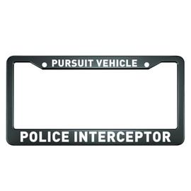 HOSNYE Pursuit Vehicle Police Interceptor License Plate Frame Metal License Plate Cover Front Plates Frames Car Tag Frame for Women Men US Vehicles Standard