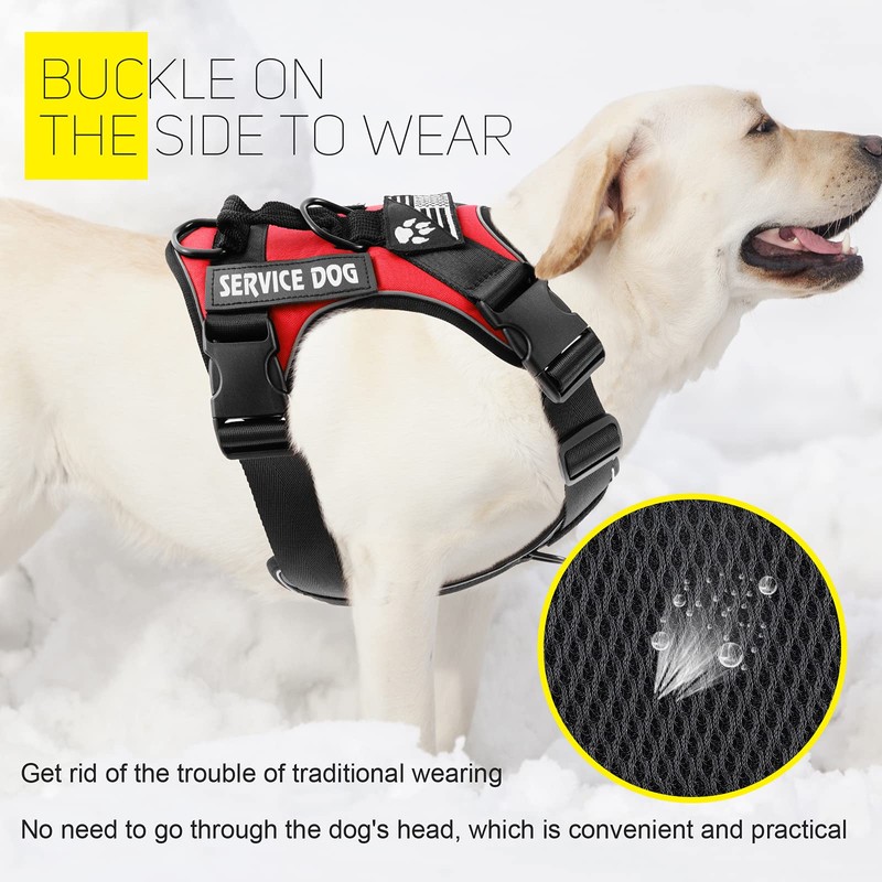 Demigreat Service Dog Harness, Reflective Dog Vest Harness with 5