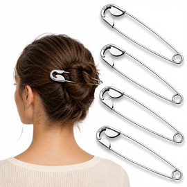 4 Pcs Safety Pin Hair Clip for Women Girl, Metal French Hair Pins for Thick Hair,Vintage Hair Styling Clips for Buns & Updos, Elegant Hair Accessories for Women