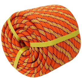 CRAYZA 1/2 in x 100 ft Double Braid Polyester Arborist Rigging Rope, 48 Strands Heavy Duty Bull Rope for Tree Work, Climbing, Pulling, Logging, Swing, Orange