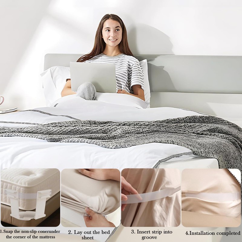 Senshuomy 4 pcs Bed Sheet Clips, Bed Sheet Holder With