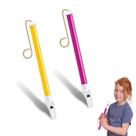 2 Pcs Slide Whistle, Handheld Sliding Siren Whistle, Musical Instrument Toy Flute Party Favors for Festival Birthday Party Funny Playing Music (Purple+Yellow)