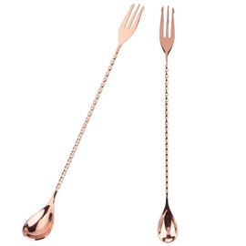 HERCHR Cuchara de Cóctel de Acero Inoxidable, Agitador de Bebidas de Doble Punta, Cuchara Mixta de Cóctel, Cuchara de Mezcla Larga Bebida Batidora Cuchara de Cóctel para Té, Café y Helado