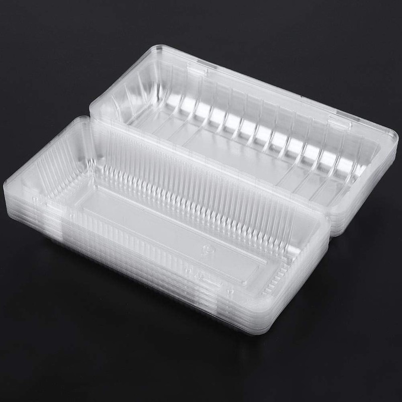 Recipiente para alimentos con bisagras cuadradas de plástico transparente, 25