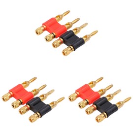6pcs Stackable Male Dual Banana Plugs, 2 Way Gold Plated Connectors, Audio Video Banana Plug, 32A 1000V, Ideal for Speaker Wire Accessories
