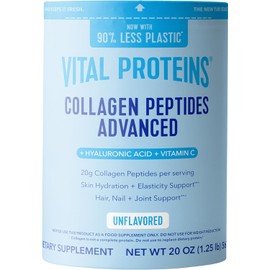Vital Proteins Collagen Peptides Powder Advanced with Hyaluronic Acid & Vitamin C, 20oz Collagen Protein, Unflavored, 27