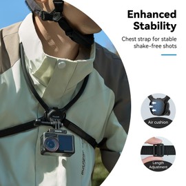 TELESIN Neck Mount SE 2.0 with Air Cushion, Adjustable Chest Strap and Neck Mount for Hands-Free POV Vlogging for GoPro Hero 13/12/11/10/9, Insta 360 X5/X4/X3/Ace Pro 2, DJI Osmo 360 Action 3/4/5 Pro