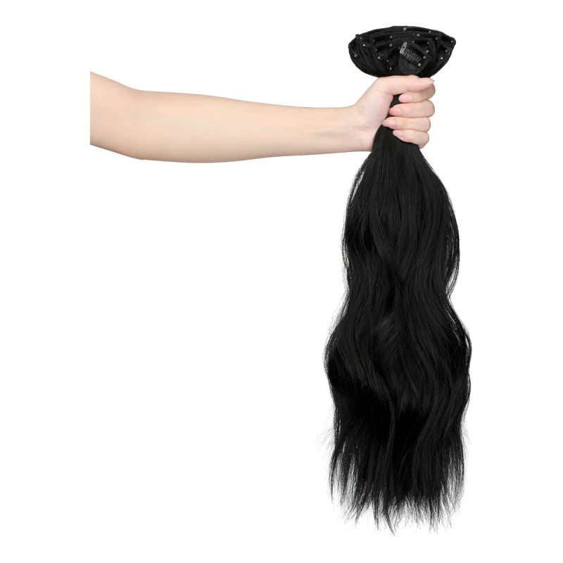 Extensiones Cabello Clip Cortinas Natural Ondulado 6 Pzs