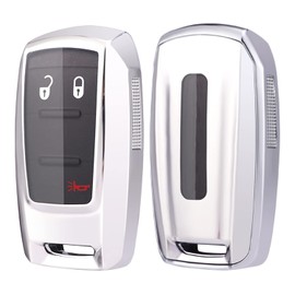 Key Fob Cover for Ram 1500 Full Protection Soft TPU Smart Key Case Holder Fits for 2019 2020 2021 Dodge Ram 1500 Keyless Entry Remote Skin Accessories (Silver)