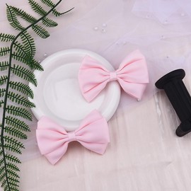 Silky Satin Pink Hair Bows for Women Girls Cute Layered Ribbon Bow Alligator Clips Barrettes Hairpins Cheerleading Cheer Bows for Teen Girls Birthday Bow Clips 2 PCS