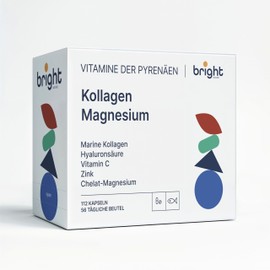 Colagen mit Magnesium und Hyaluronsäure, Altersmanagement, 2 Ergänzungen in 1 Packung zur Verjüngung der Haut, stärkt Gelenke und verbessert die Knochengesundheit, für 2 Monate (56 Tagesdosen)