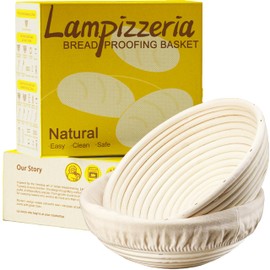 LAMPIZZERIA 9-inch Round Rattan Banneton Bread Proofing Basket Set of 2 D'ita Handmade Sourdough Proofing Bowls for Artisan Baking Home Bakers