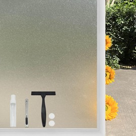 COUNTEWOL Window Privacy Film Frosted Glass Window Film Heat Blocking Window Tinting Film for Home Non Adhesive Static Cling Removable Frosting Bathroom Door Window (Pure, 35.4 x 78.7 Inch)