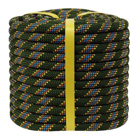 Double Braided Arborist Rope - 1/2 Inch x 150 Feet Polyester Rope - High Strength Climbing Rope for Tree Work, Halyard, Sailing (ArmyGreen/Blue)