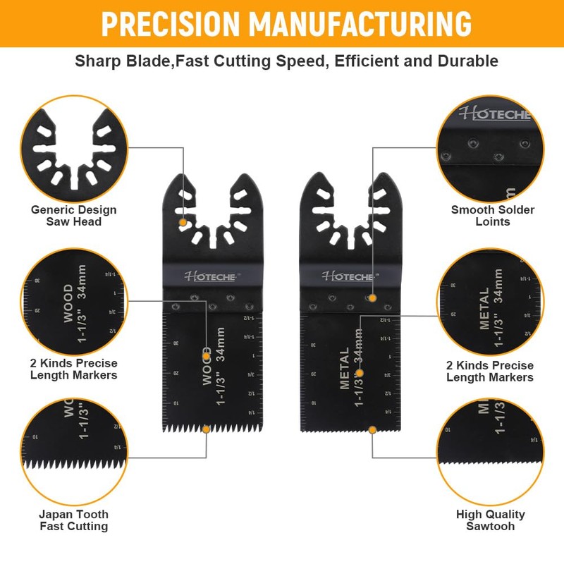 Hoteche 21-Piece Multifunctional Tool Saw Blade Set - Precise, Standard,