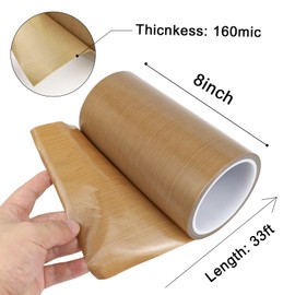 HZCOYIM Teflon Glass Cloth Tape, (8-inch x 33 Feet x 0.18mm) High Temperature PTFE Coated Fiberglass Adhesive Tape for Vacuum Sealer Machine, Hand Impulse Sealers Insulation
