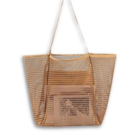 Leap Raupe Mesh Bag, Sandbox Set, Bag, Beach Bag, Pool Bag, Adult, Bath Bag, Laundry Bag, Spa Bag, Spa Bag, Mesh Spa Bag, Sauna Bag, Mesh Tote, Quick Drying, Large Capacity, Beige, beige
