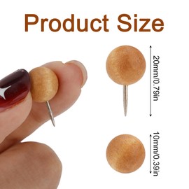 100pcs Wooden Push Pins, Dark Brown Push Pins Round Head Thumb Tacks for Cork Bulletin Board Map Calendar Photo Display & Office Supplies