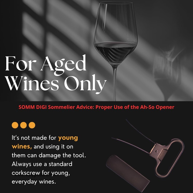 SOMM DIGI Sommelier Approved Ah-So Wine Opener with Corkscrew -