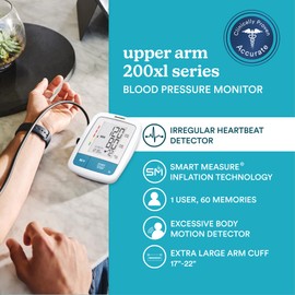 Homedics XL Cuff Arm Blood Pressure Monitor, 200XL Series, 17”-22” Cuff, Smart Measure Technology, Irregular Heartbeat & Motion Detector, Large Display