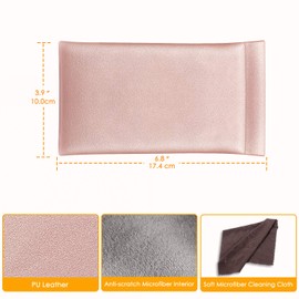 FINTIE Soft Eyeglasses Case with Cleaning Cloth, Portable Squeeze Top Vegan Leather Glasses Pouch, Sunglasses Eyewear Bag, Rose Gold
