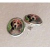 Beagle Dog Head Small Round Silver Alloy Post Stud Earrings