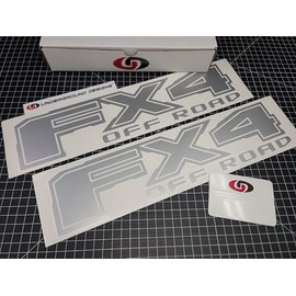FX4 Decals (2-Pack) Off Road 4x4 Truck Bedside Fender Stickers Fits F150 F250 F350 (Metallic Silver, S1 - FX4 Off Road)