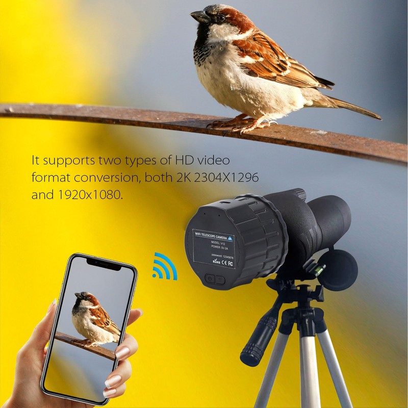 4MP Cordless Electronic Eyepiece, Wi Fi Telescope Camera, 2K Video