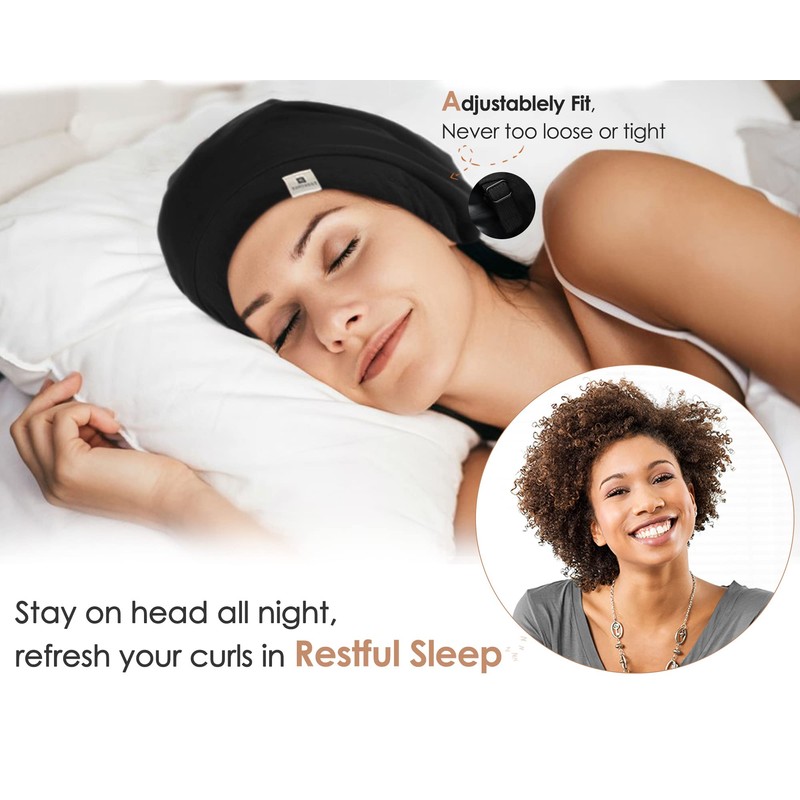 YANIBEST Silk Satin Bonnet Hair Cover Sleep Cap - Adjustable