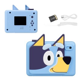 ekids Bluey Kids Camera with SD Card, Digital Camera for Kids with Video Recording, Built-in Digital Stickers for Fans of Bluey Toys