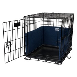 Pet Dreams Dog Crate Bumper & Dog Crate Pad Set, Fits 30 inch Dog Cages, Crate Bumpers for Dog Cages & Crate Mat are Washable, Dog Crate Bumpers for Inside Crate Protects Happy Tails, Medium Denim