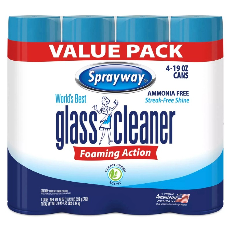 Sprayway, Glass Cleaner, 19 Oz Cans, Pack of 4-Free Shipping