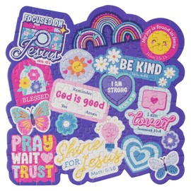 Christian Art Gifts 140 Piece Inspirational Scripture Kids Jigsaw Puzzle for Teen Girls: Shine for Jesus - Matthew 5:16, Children Activity Game, Sturdy Easy Fit Die-Cut, Multicolor Purple, 9" x 9"