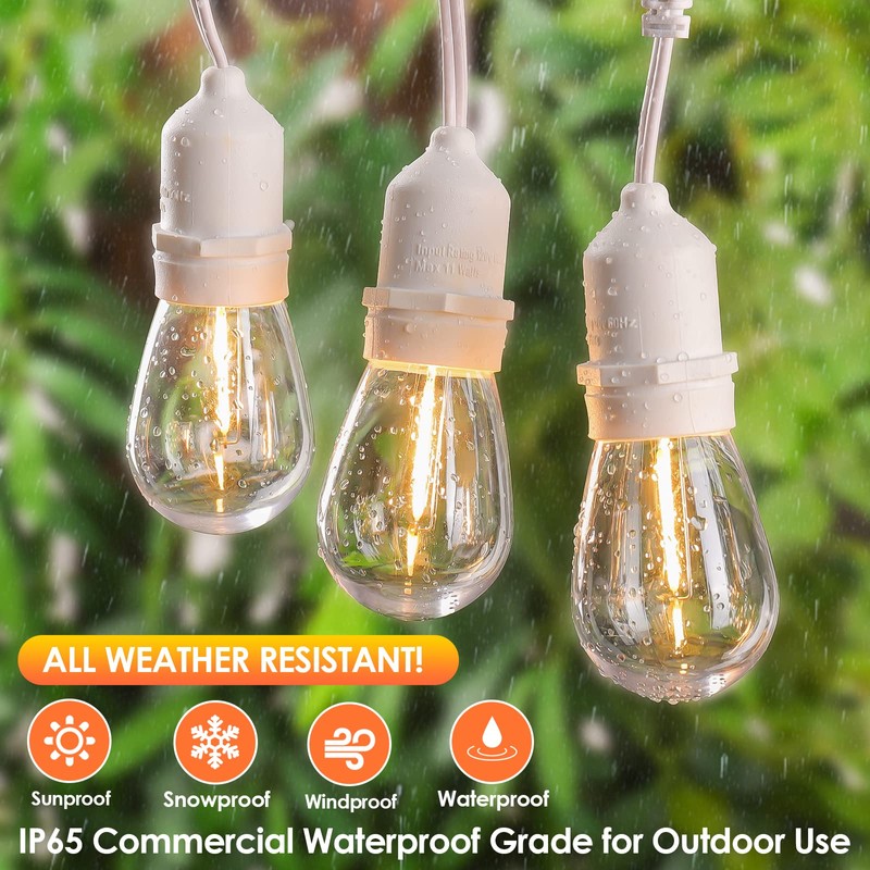 Mlambert 96FT LED Outdoor String Lights, Dimmable Waterproof Patio Lights