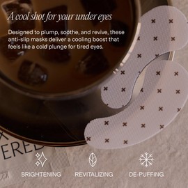 + Lux Unfiltered Iced Latte Cooling Under Eye Patches - Anti-Slip Caffeine Infused Korean Eye Mask - Reduces Puffiness, Brightens & Hydrates - Niacinamide & Hyaluronic Acid - Vegan - 10 Pairs