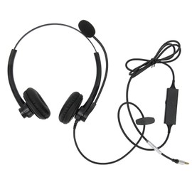 Wired Telephone Headset Noise Reduction Binaural Business Headphone with Mic for Call Center Customer Service Single 3.5mm Plug