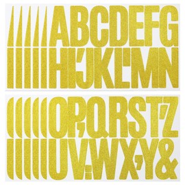 3 Inch Letter Stickers, 408 Pieces Self Adhesive Alphabet Sticker for Mailbox, Door, Truck and Outdoor,Sticky Glitter Vinyl Symbol Stickers for DIY(12 Sheet Gold)