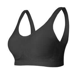 Lemef Non Wired Bra for Women Wireless Seamless Underoutfit Bra with Support and Lift Padded Wirefree Sports Bra, Black M