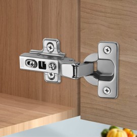 Chibery 2 PCS Half Overlay Soft Close Hinges, Clip ON Plate, 105 Degree, Self Closing, Silent Hydraulic, Frameless European Concealed Hinges for Kitchen Cabinet Door, Wardrobes, and Bookcases