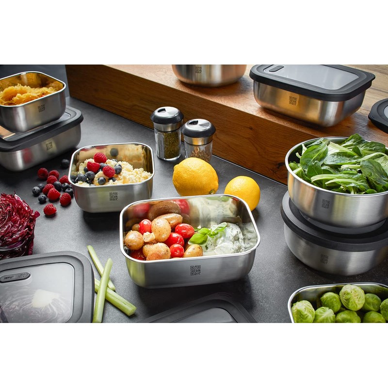 GEFU Provido Food Storage Container, 1,300 ml, Rectangular, Cold and