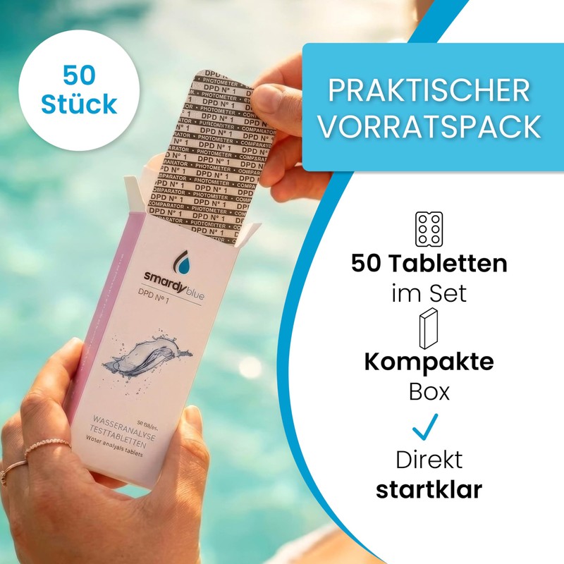 smardy 50 Photometer Test Tablets DPD1 - Measures Free Chlorine