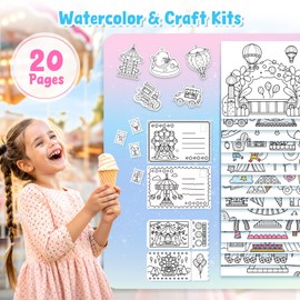 JoyCat Paint with Water Coloring Books for Toddlers, Watercolor Painting Sets for Kids Ages 3-5 4-8, Arts and Crafts Drawing Activities Toy Birthday Gift for Boys Girls (Funfair)