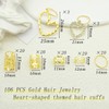 106 PCS Gold Hair Jewelry Clips The Heart Shape Themed