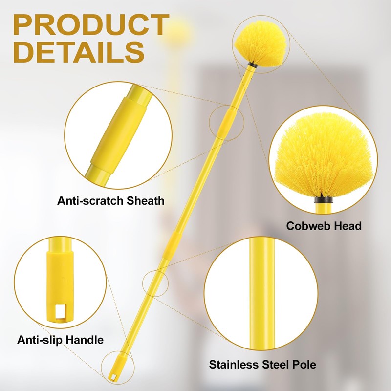 JAOTREL Dusters for Cleaning, Cobweb Duster with Extension Pole, Medium